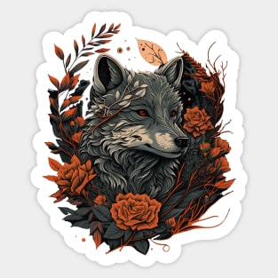 Cute Floral Wolf Sticker